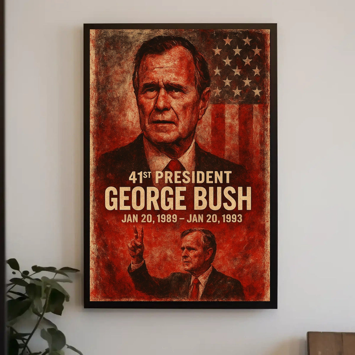 41st President Patriotic Vintage Historical or Presidential Poster