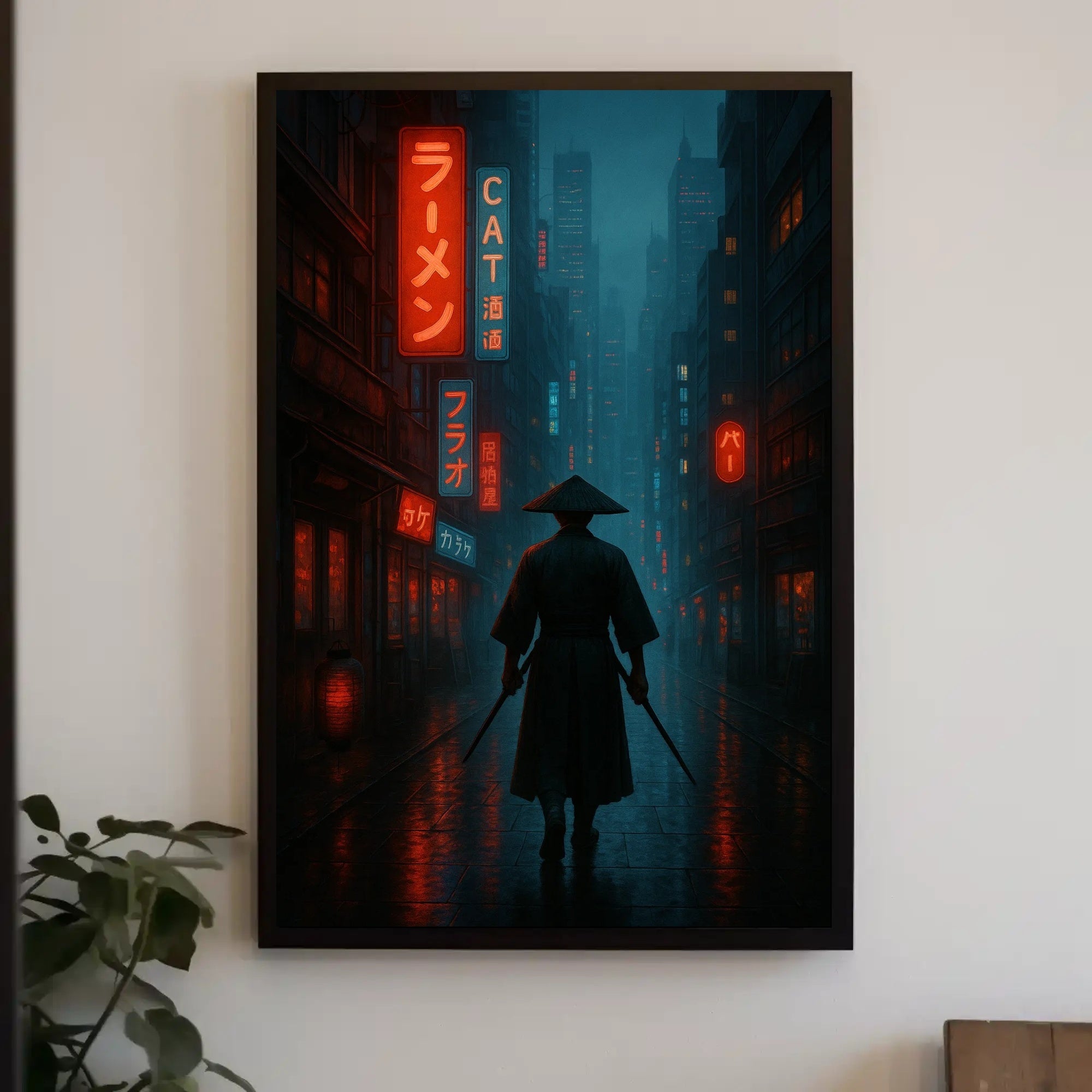Neo-Noir Cyberpunk Cityscape: Futuristic Sci-Fi Poster