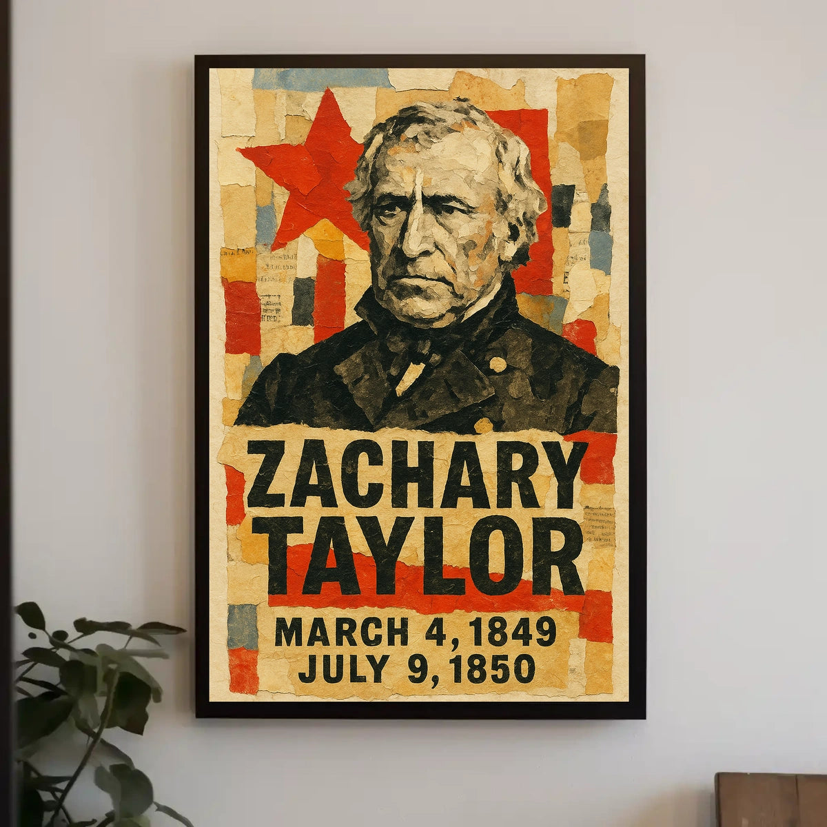 Zachary Taylor 12th President of the United States Layered paper Collage Poster