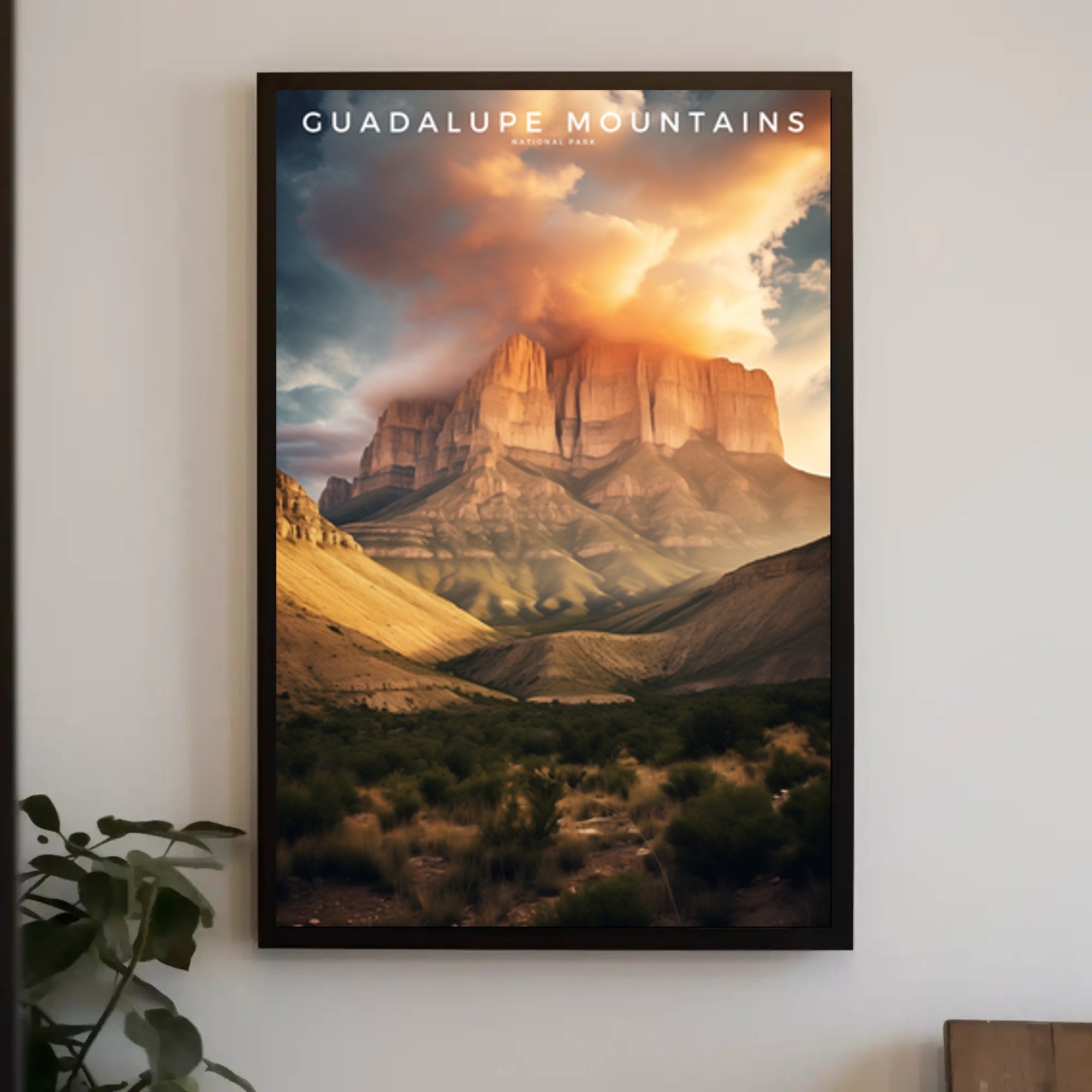 Guadalupe Mountains Travel Poster Vintage Sunset