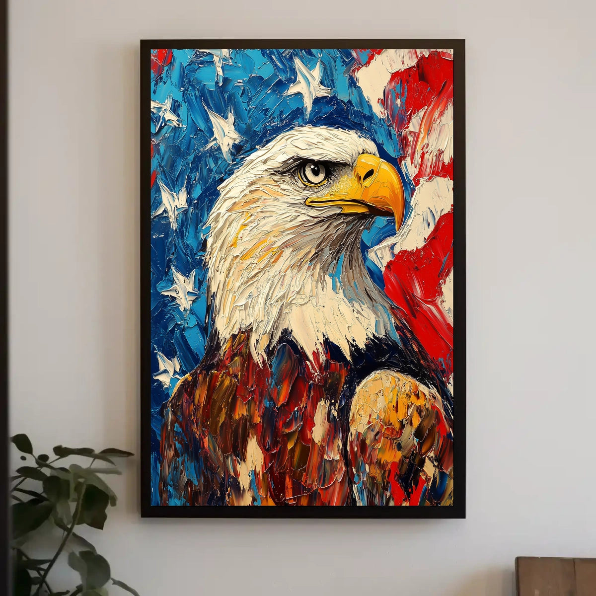 Eagle With Red White And Blue Abstract Background Poster