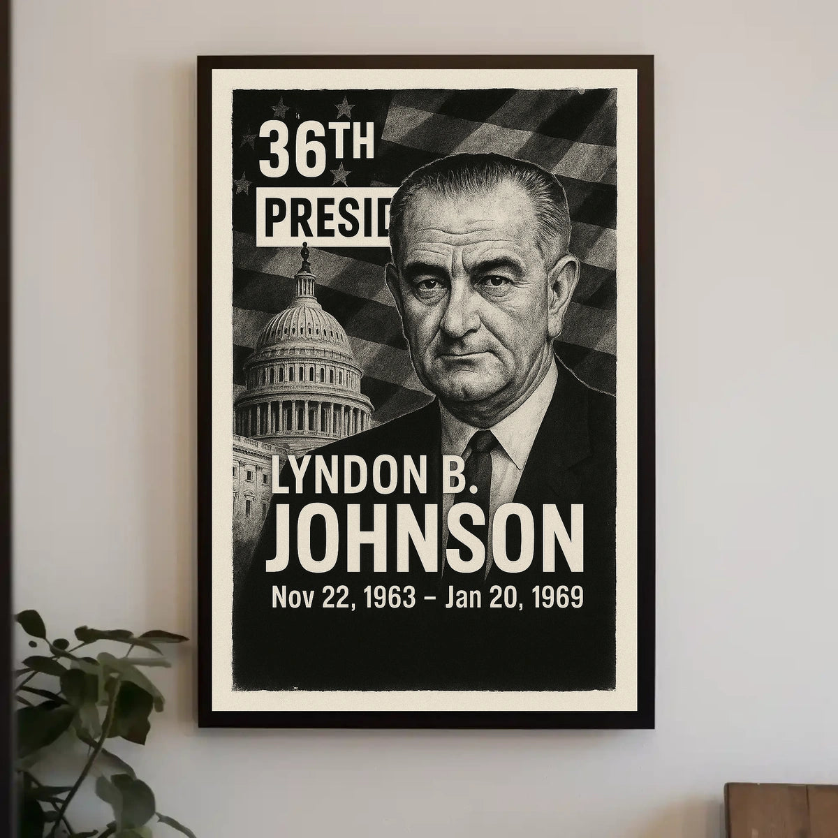 Lyndon B. Johnson 36th President of the United States Digital Montaje Poster