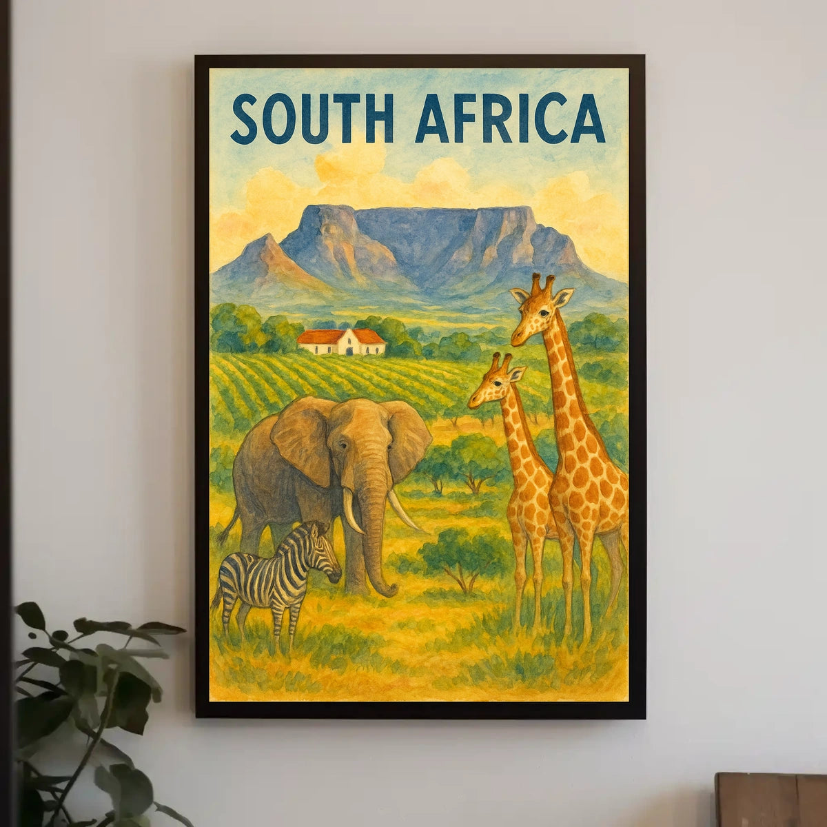 Vibrant South African Wildlife Travel Poster