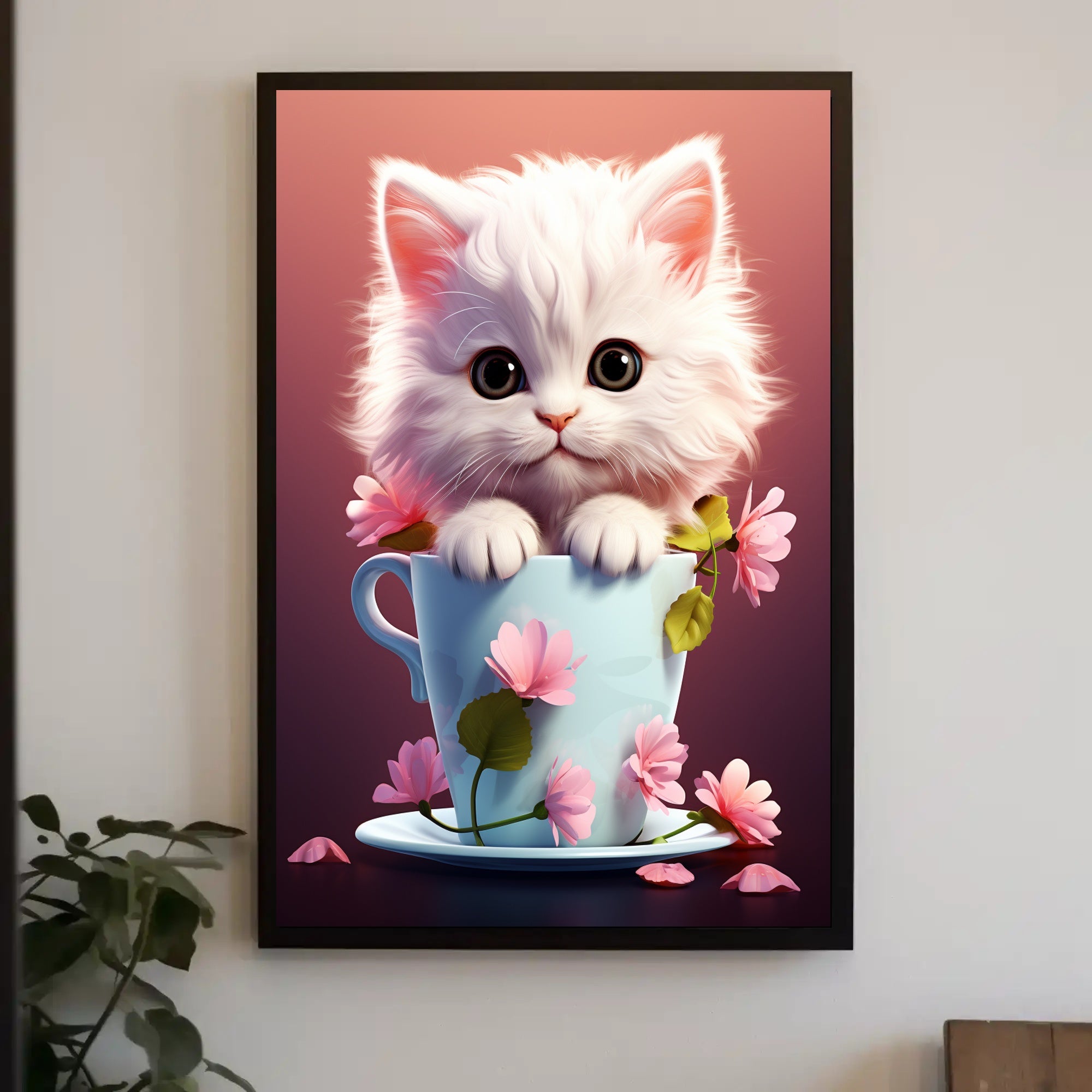 Kitten In A Teacup Poster PosterGoat