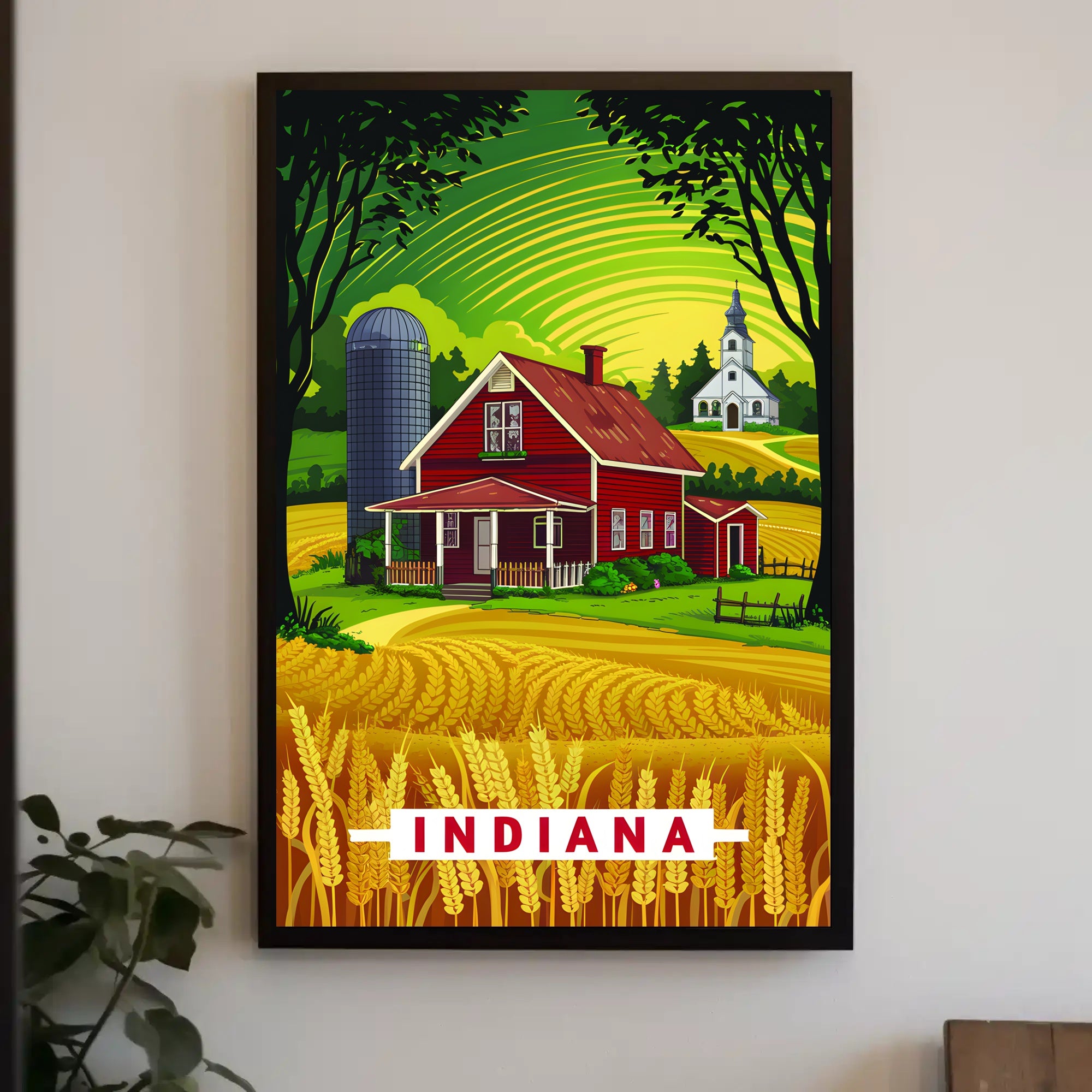 Indiana Countryside Illustration Poster