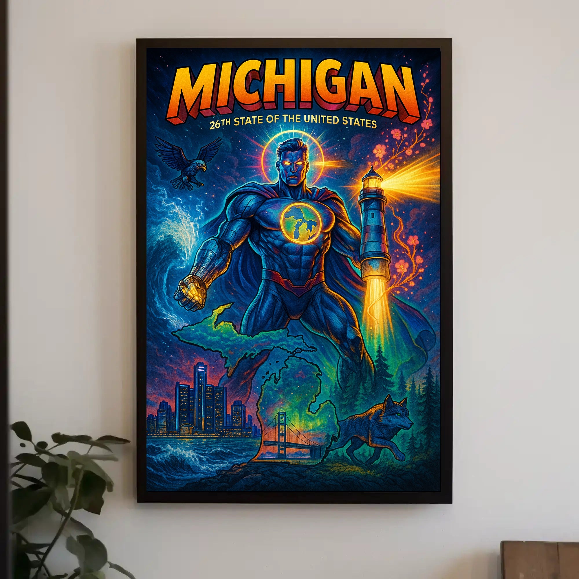 Michigan Superhero Adventure Poster - Cultural or Heritage Poster