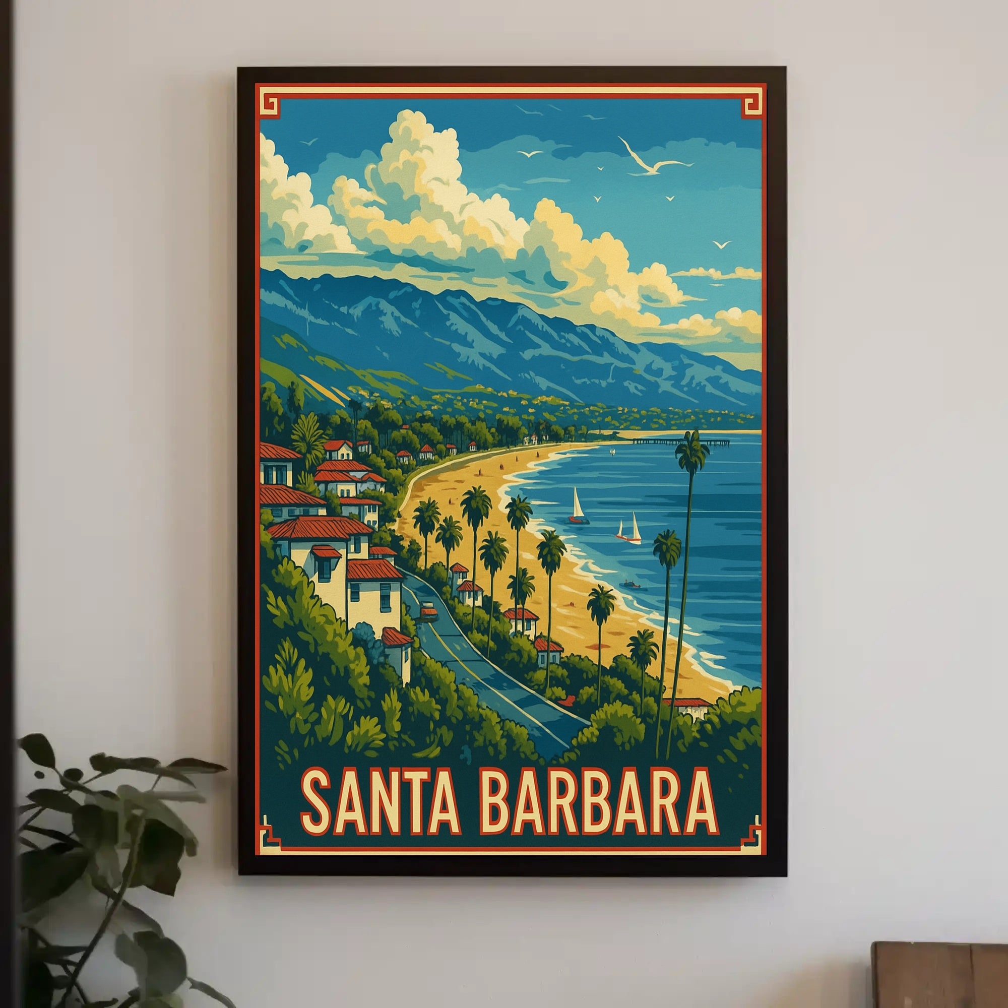 Santa Barbara Vintage Travel Scenic Seaside Poster