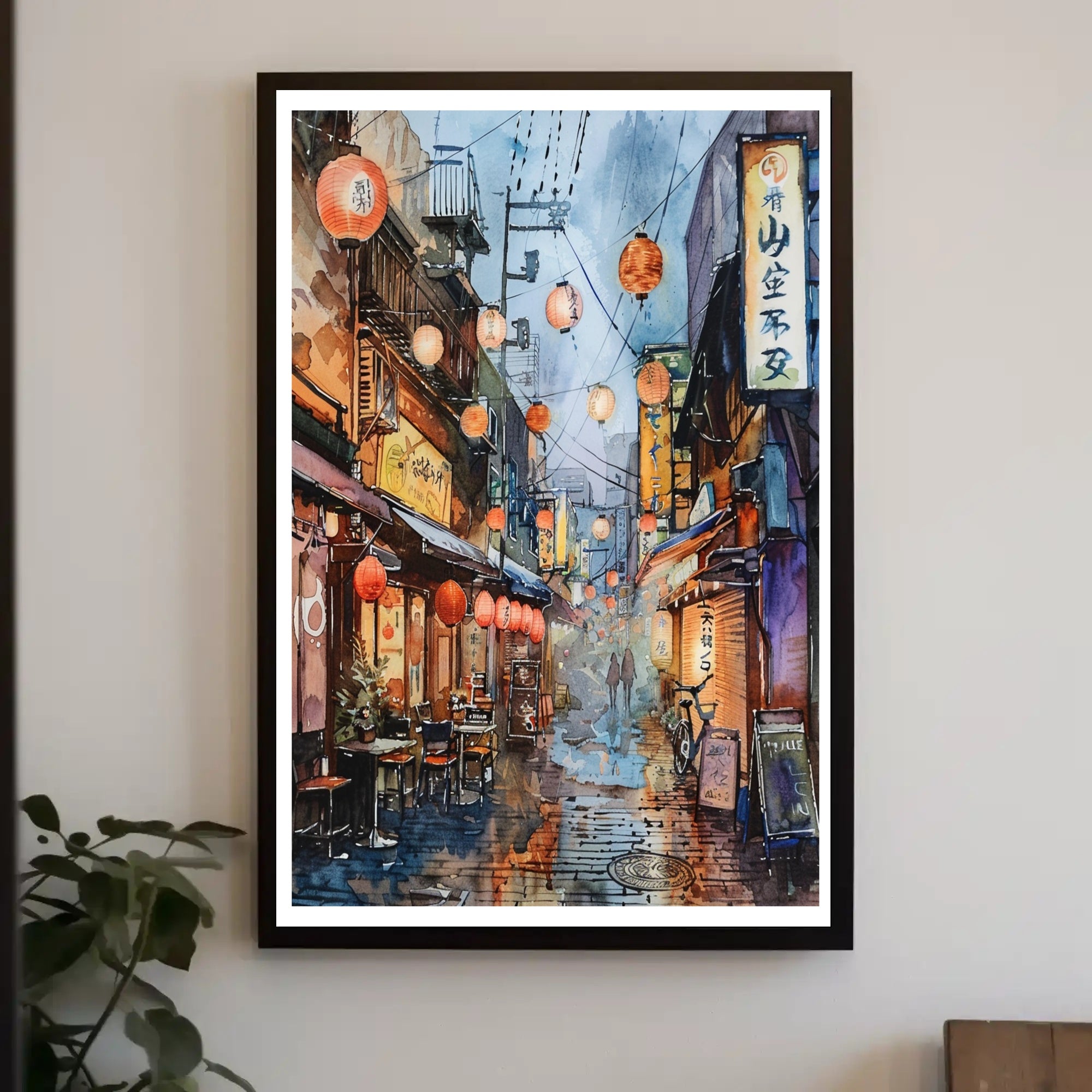 Lantern-Lit Alleyway Poster PosterGoat