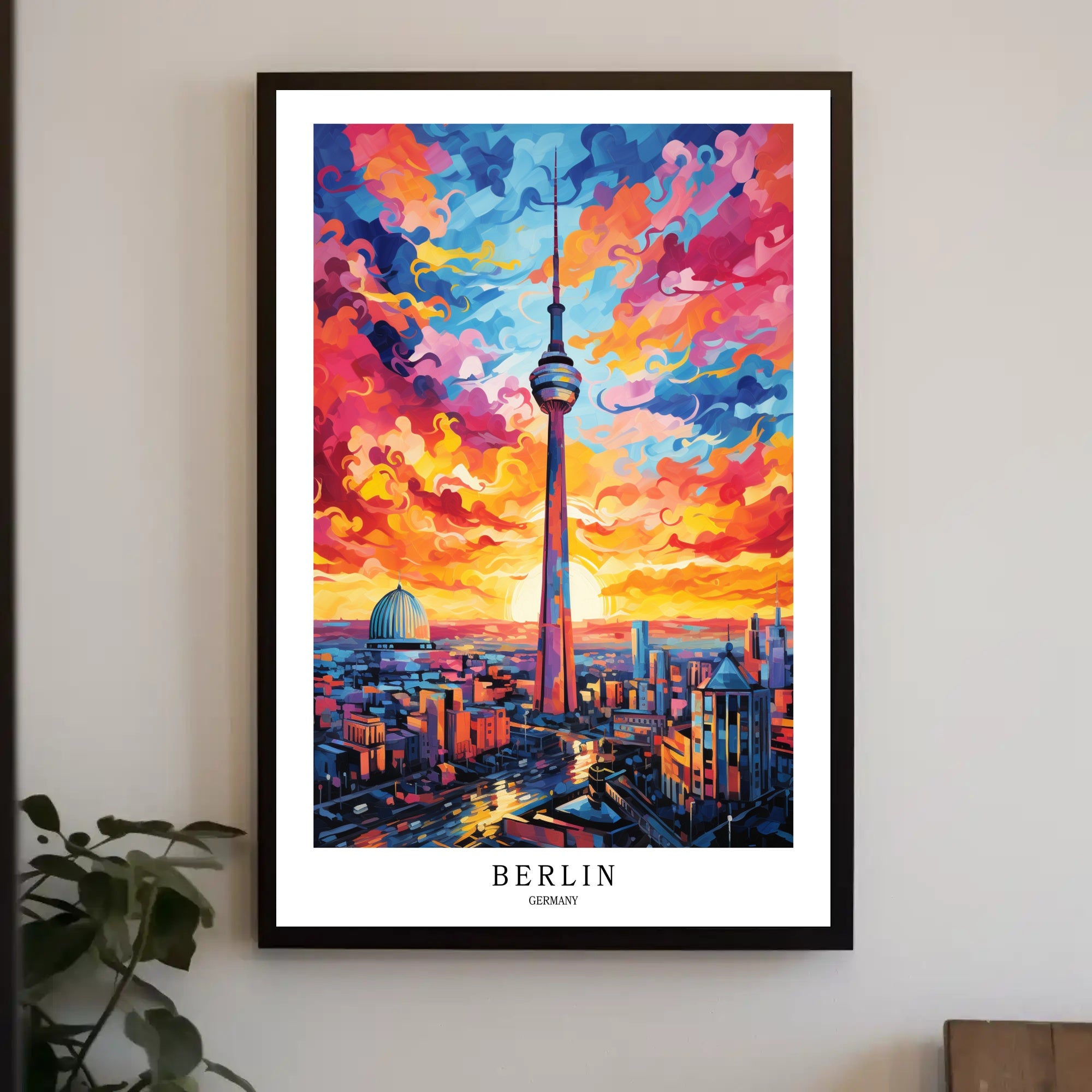 Berlin Fernsehturm Vibrant Cityscape Urban or Cityscape Poster PosterGoat
