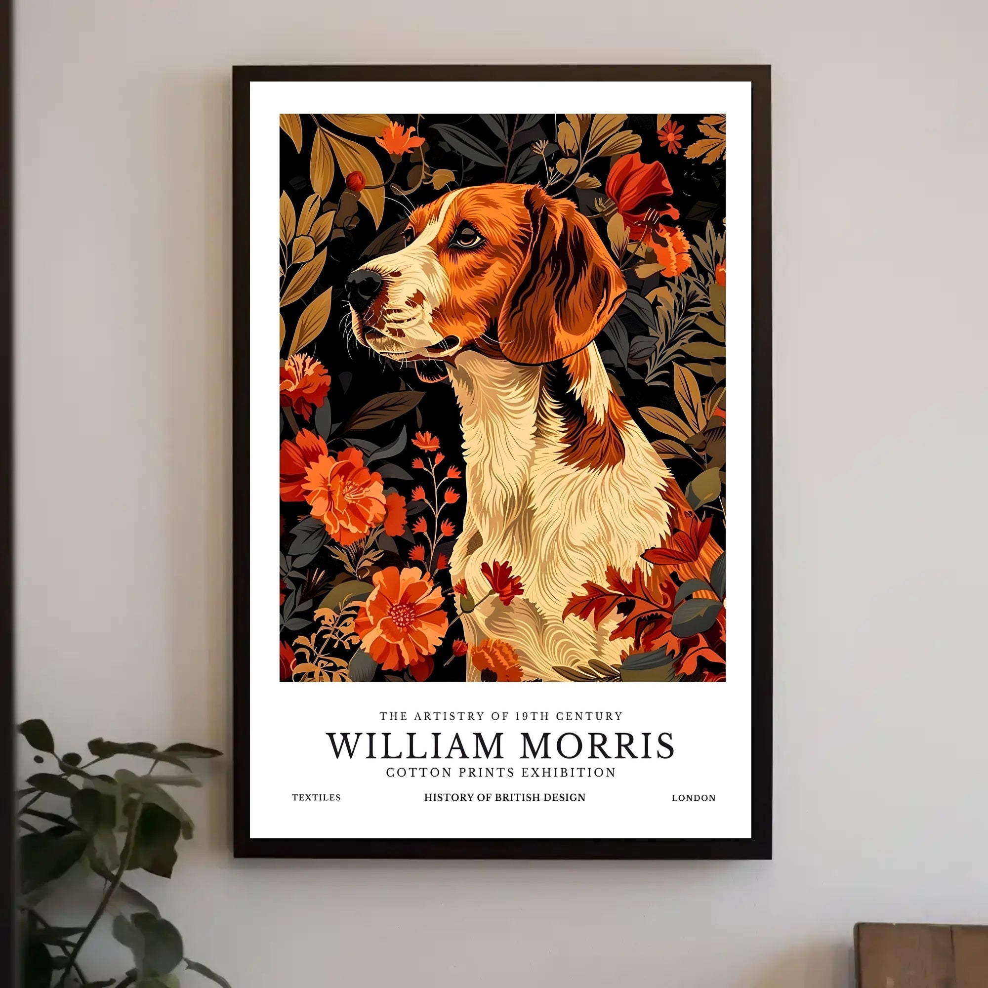Elegant Canine Floral Art in Heritage Cultural or Heritage Poster