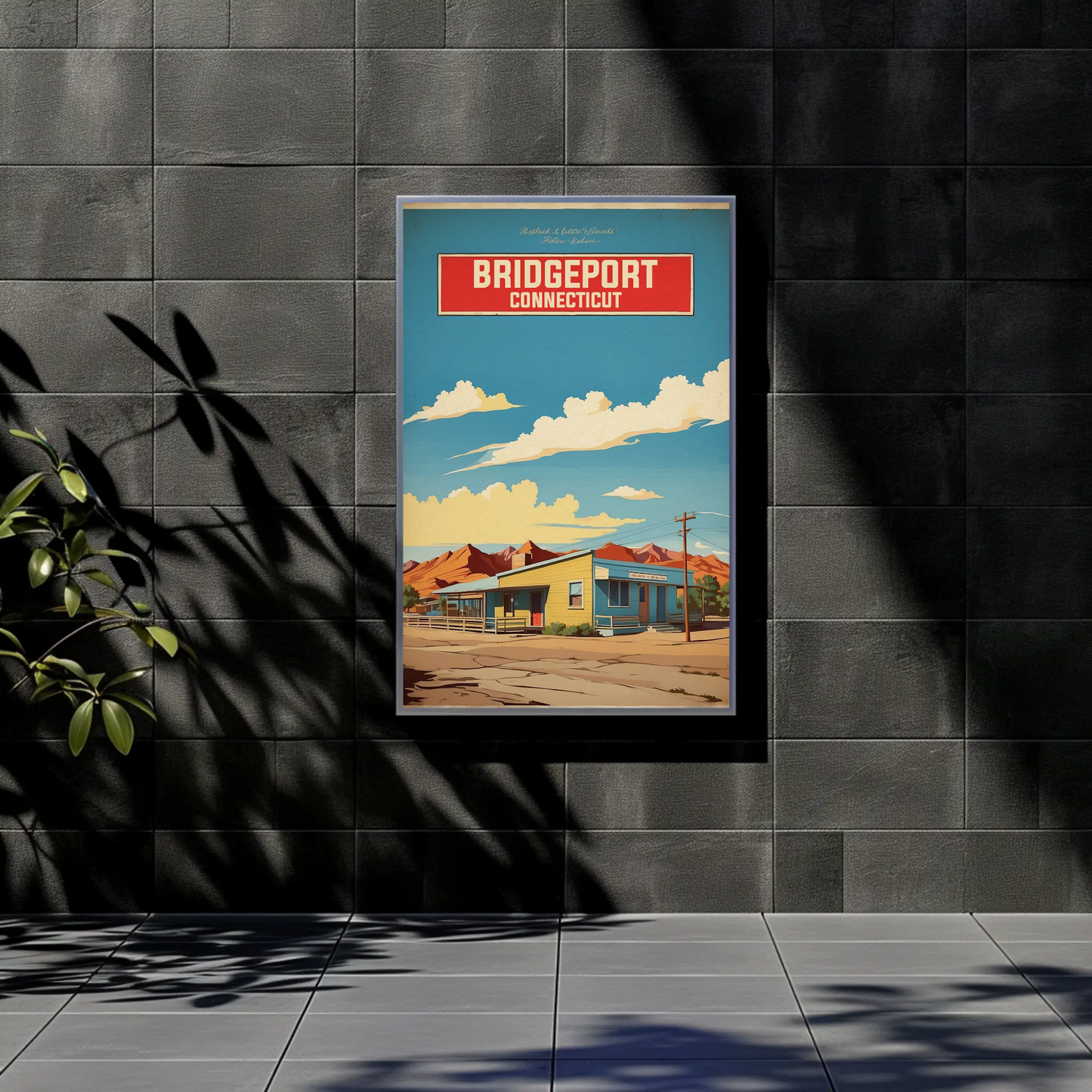 Bridgeport Connecticut Cityscape Art Print Vintage Travel Poster