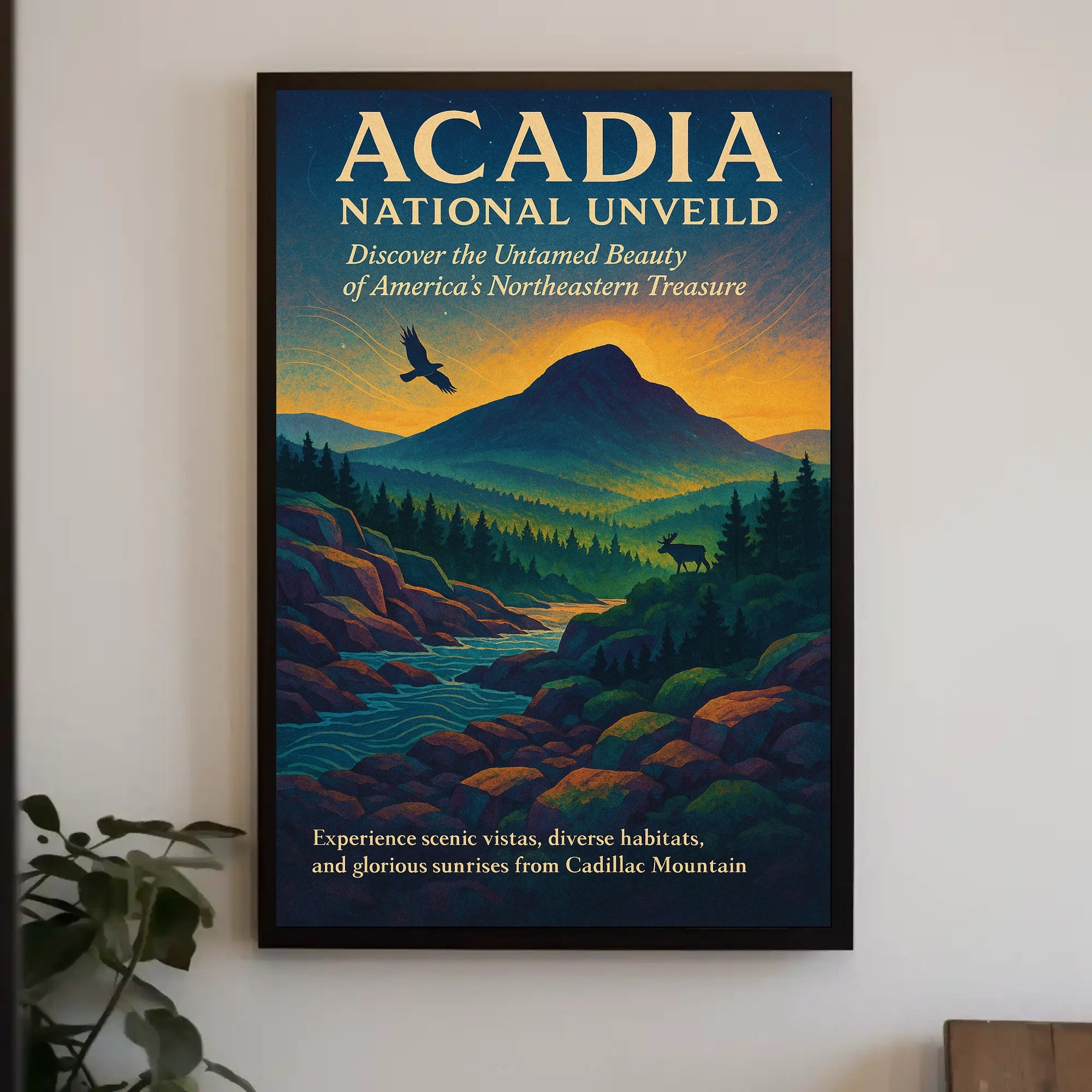 Acadia National Park Adventure Vintage National Park Poster