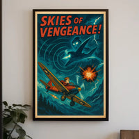 Skies of Vengeance Vintage Action-Adventure Poster
