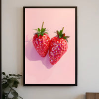 Strawberries in Geometric Design Abstract or Artistic Poster PosterGoat