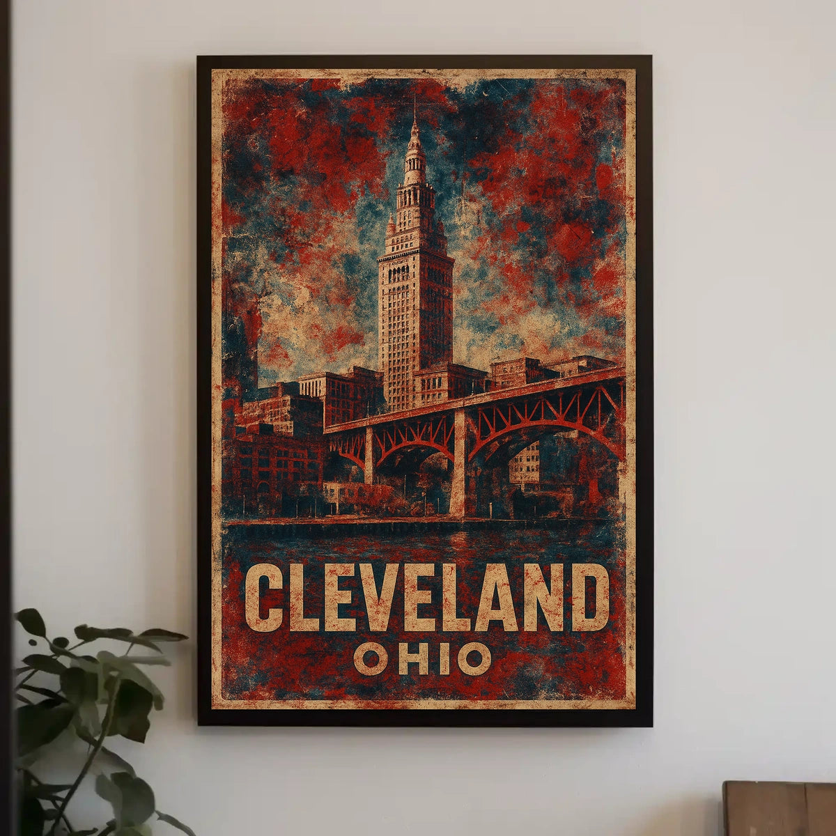 Cleveland Terminal Tower Vintage Travel Poster