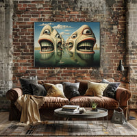 Surreal Faces in Water Abstract Artistic Poster