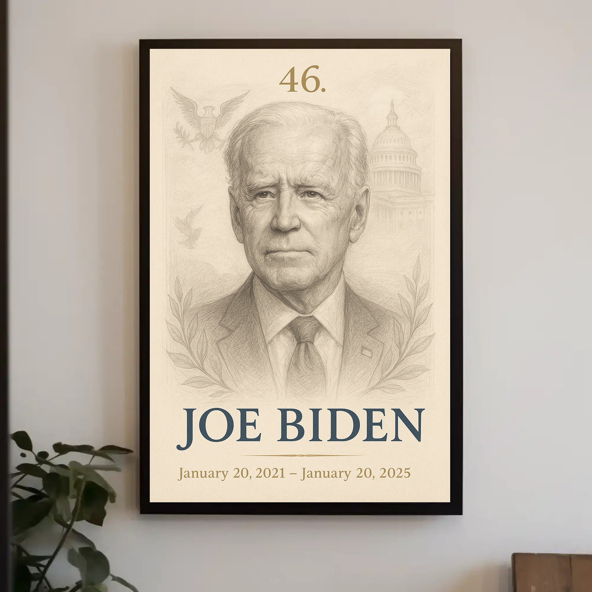 Joe Biden 46th President Sketch Poster Art Print for Home Decor PosterGoat