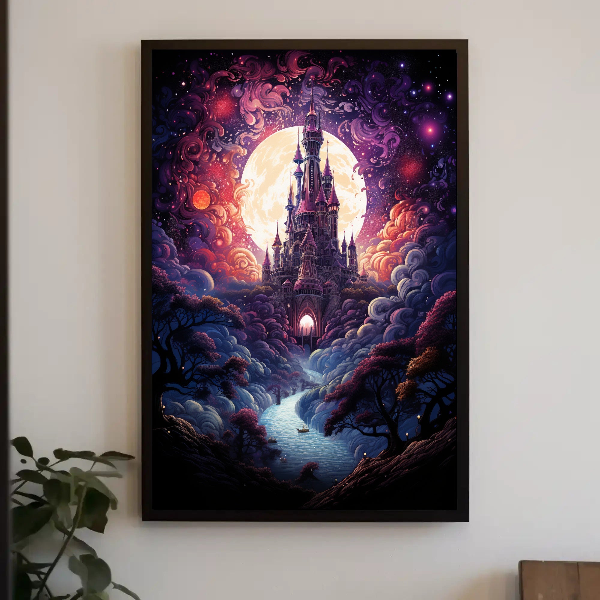 Enchanted Castle Under The Moon Poster