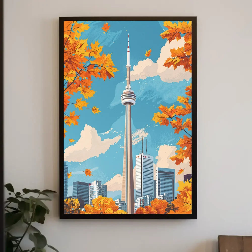 Toronto CN Tower Autumn Skyline Poster Art