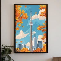 Toronto CN Tower Autumn Skyline Poster Art