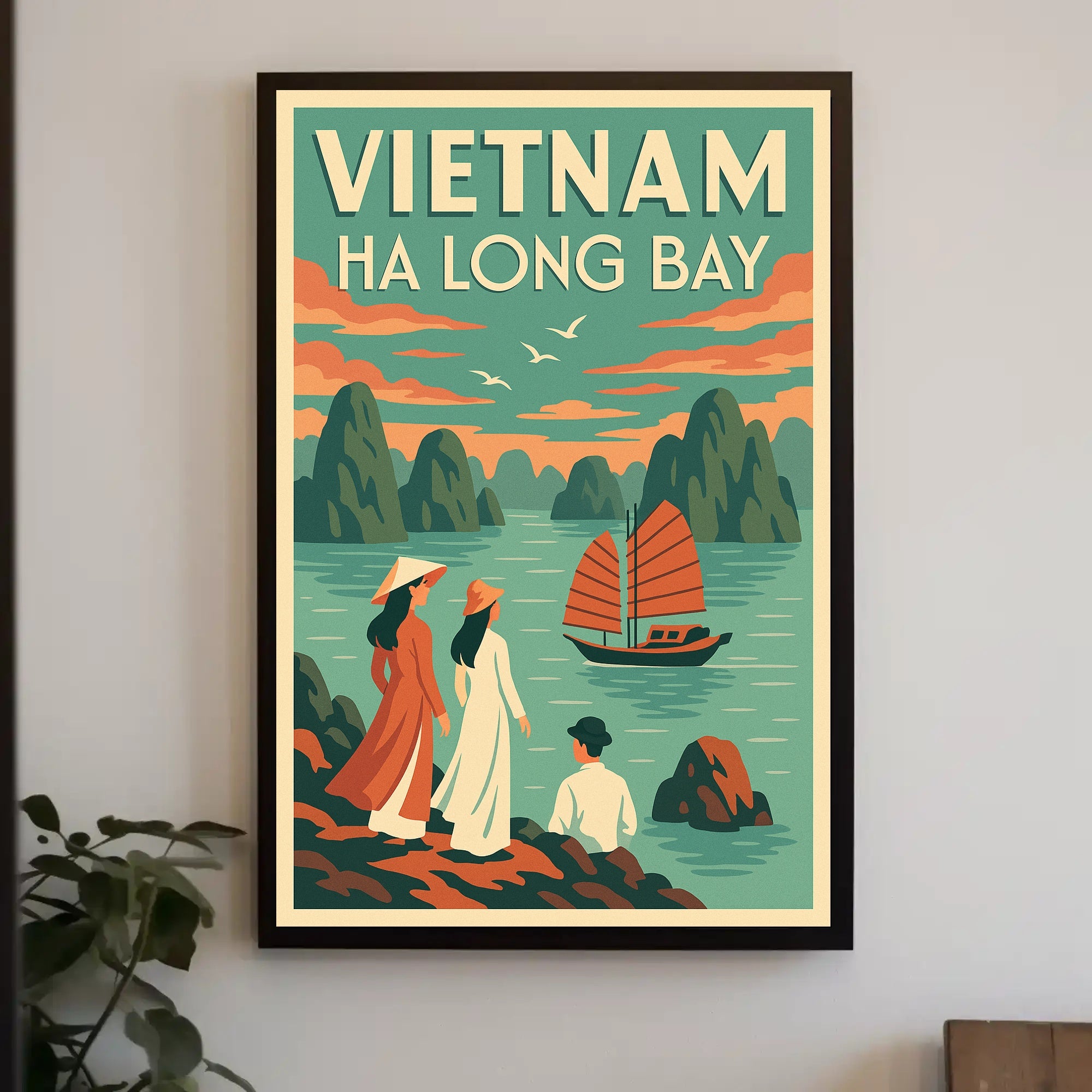 Scenic Ha Long Bay Vintage Travel Artwork Poster