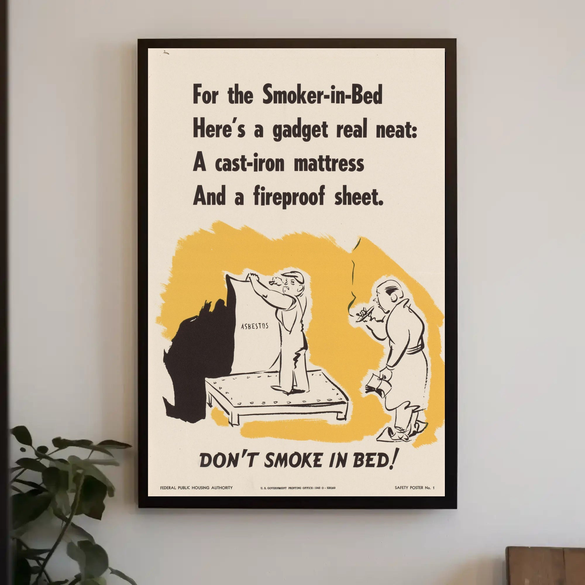 Don't Smoke in Bed Safety Poster PosterGoat