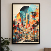 Urban Oasis Los Angeles Cityscape Abstract, Artistic Poster
