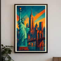 New York City Geometric Skyline Poster Modern Wall Art