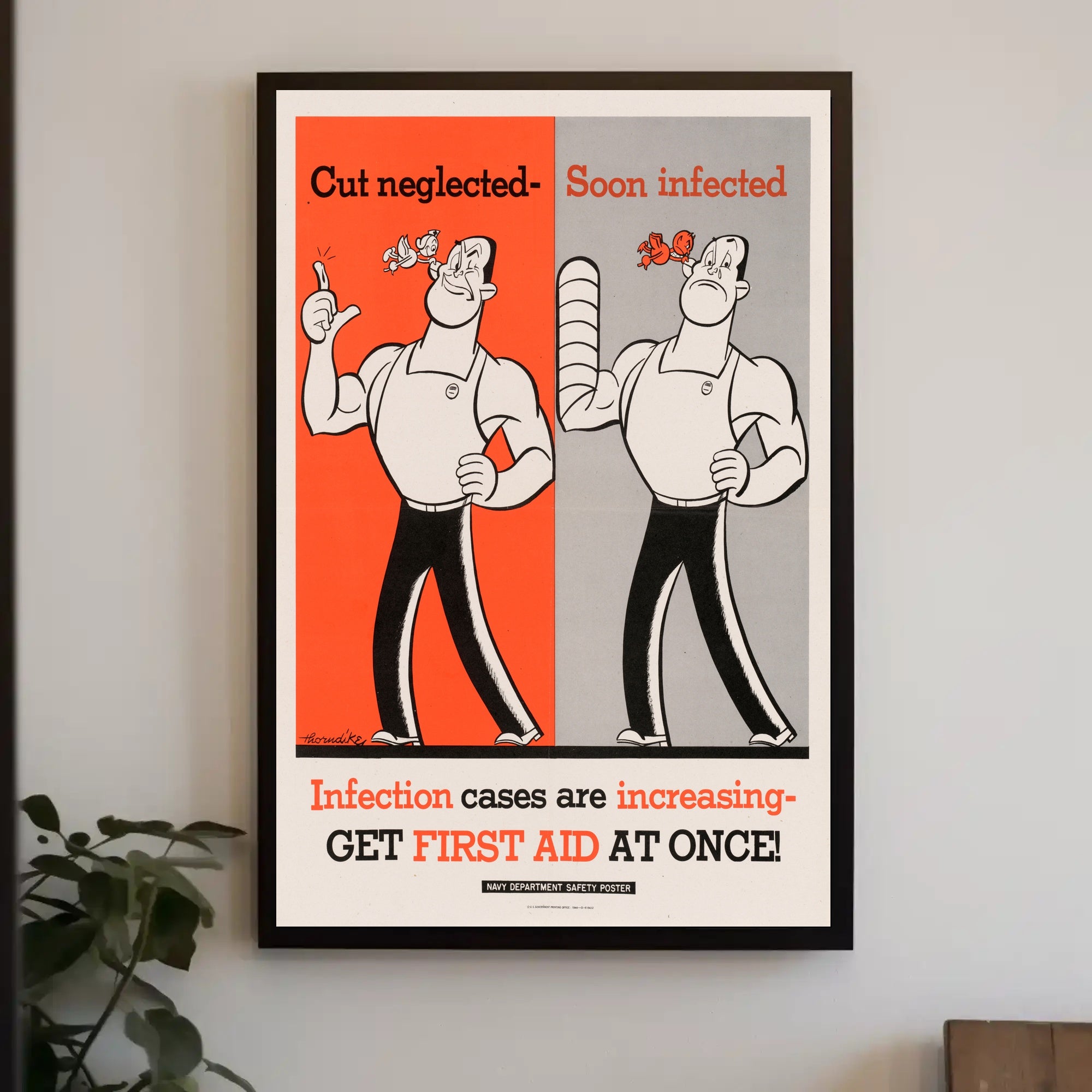 Vintage Navy Department First Aid WWII Poster PosterGoat