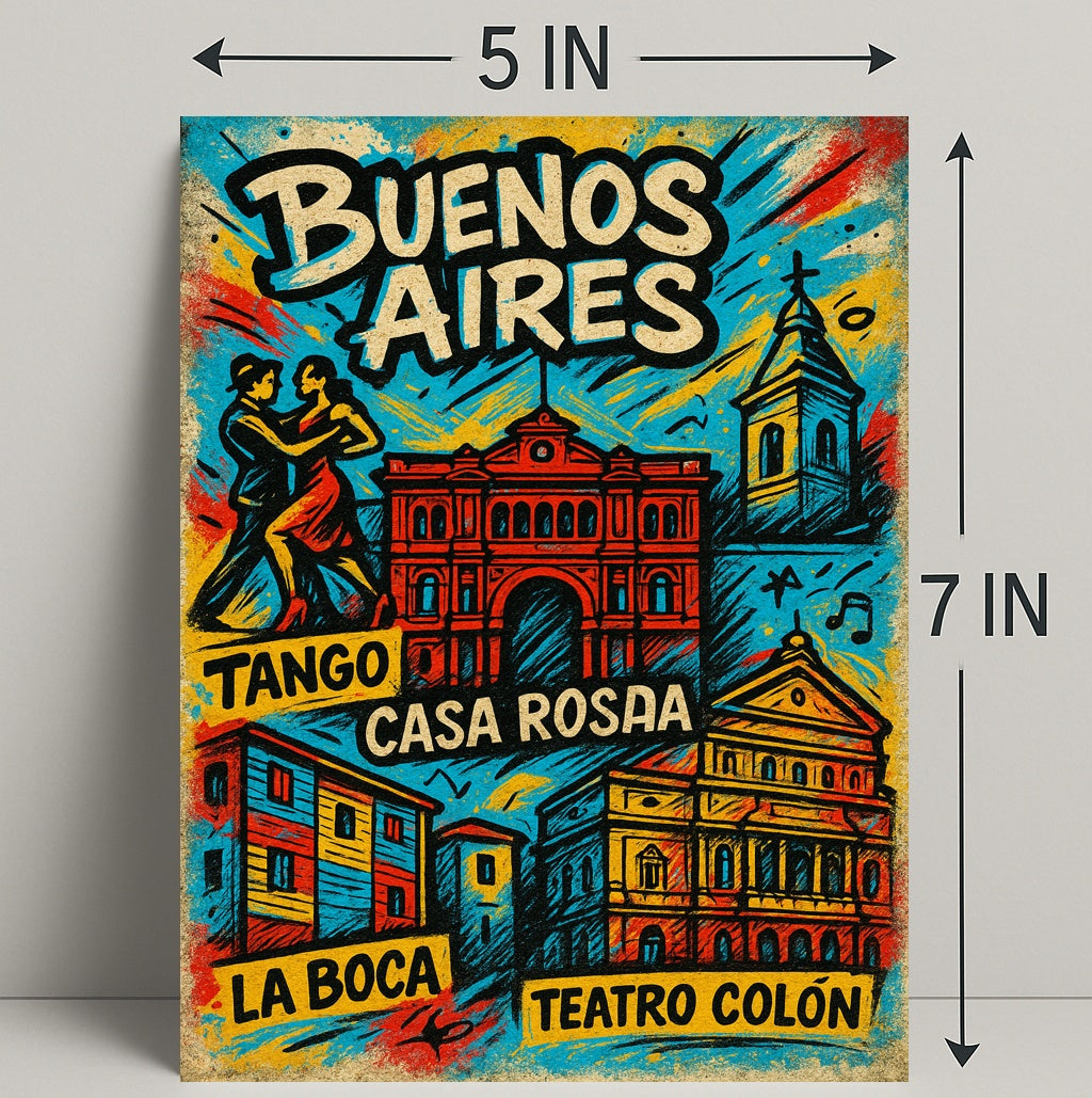 Buenos Aires Highlights Vintage Poster Print PosterGoat