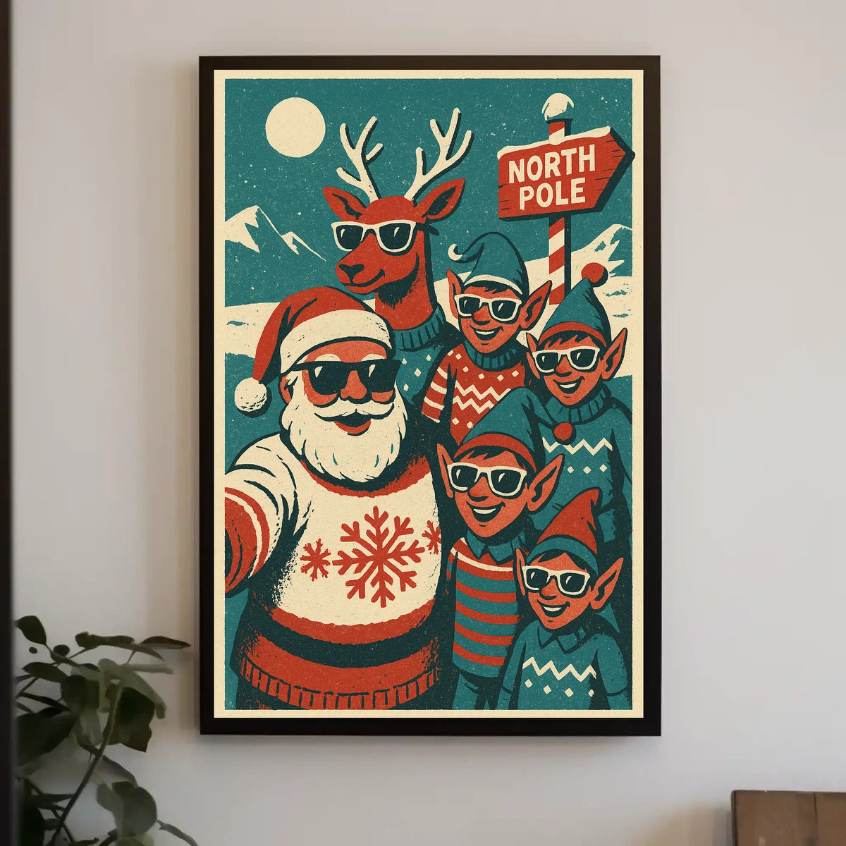 Festive North Pole Vintage Christmas Poster Art