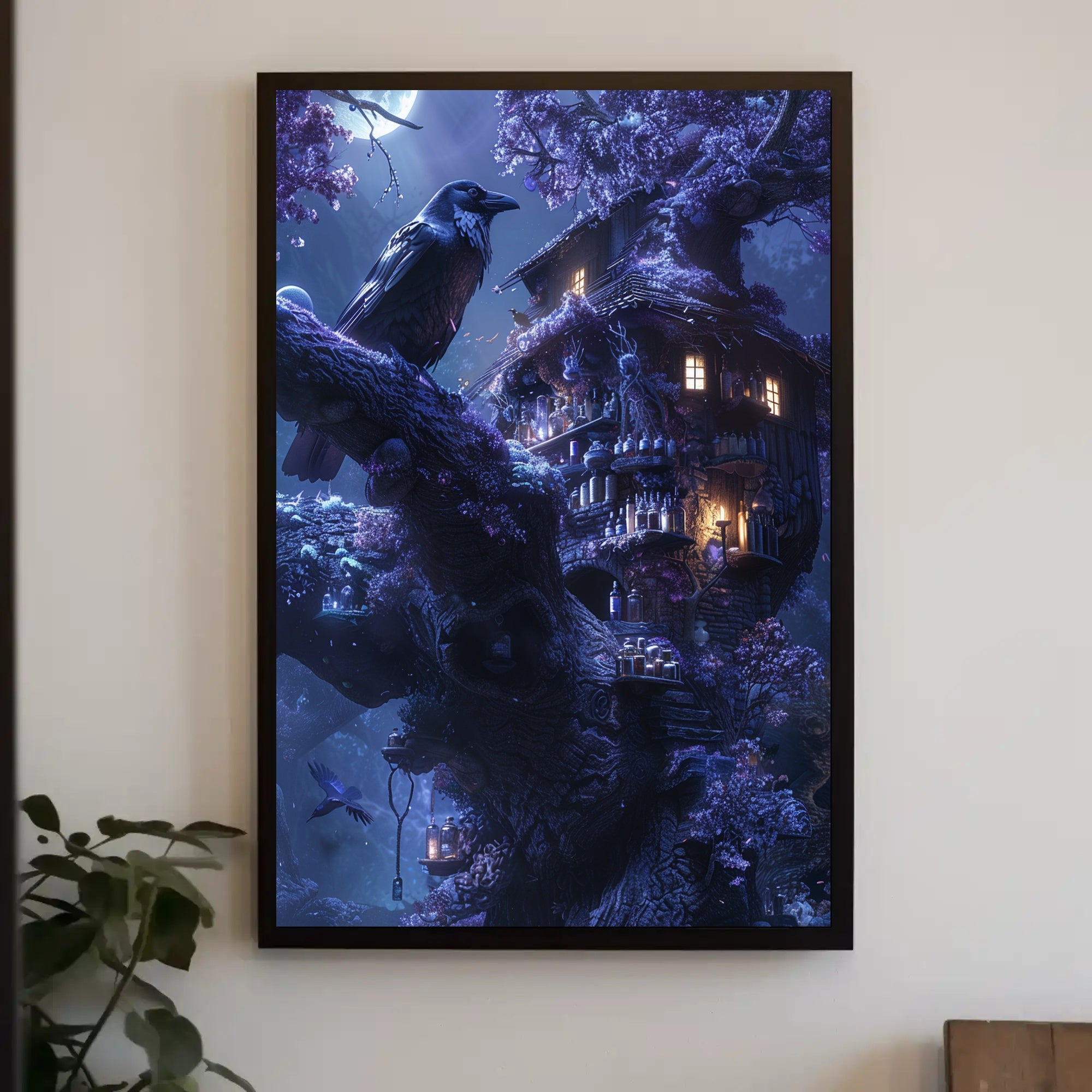 Mystical Raven Enchantment Scene Fantasy or Mythology Poster PosterGoat