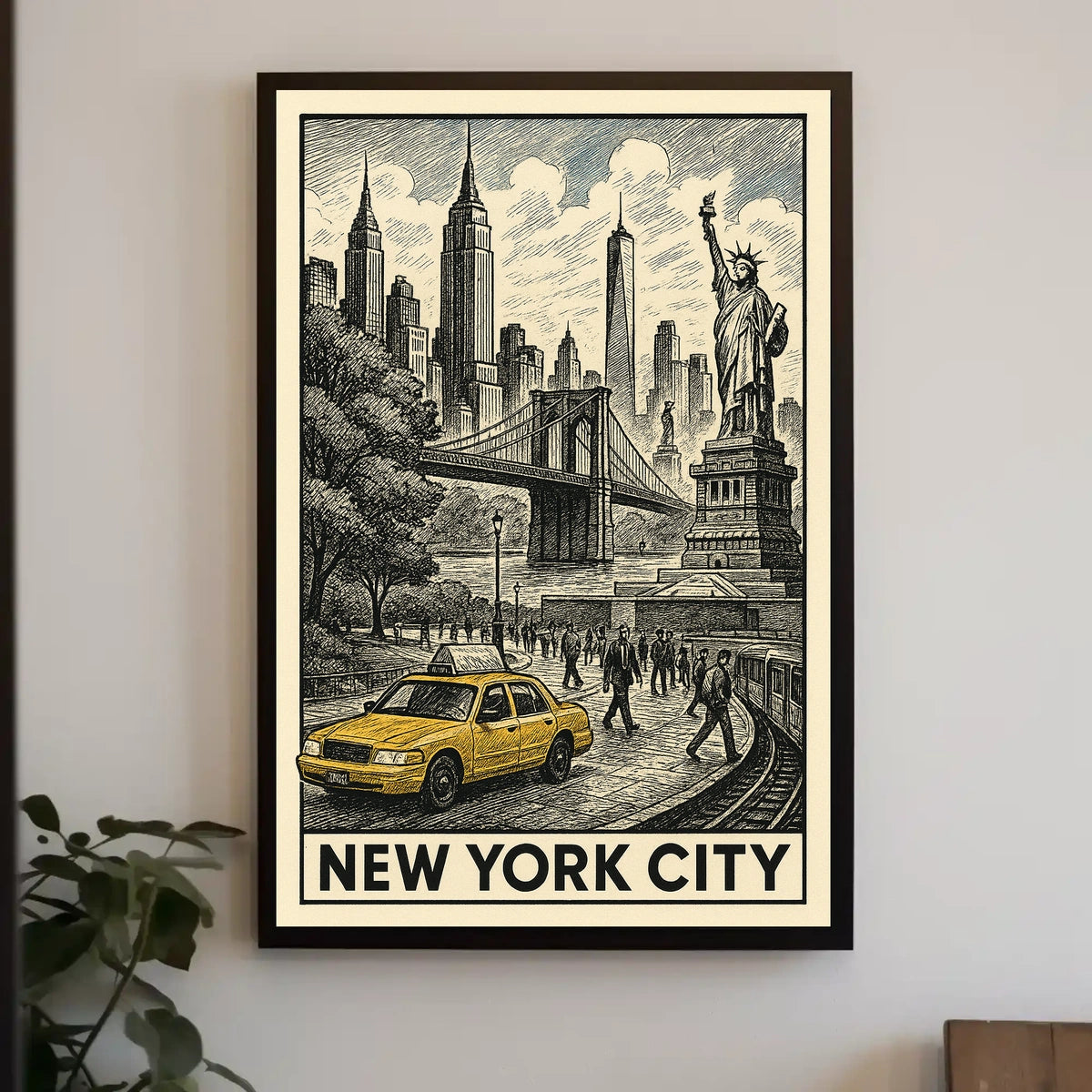 New York City Vintage Landmarks Poster Classic Skyline