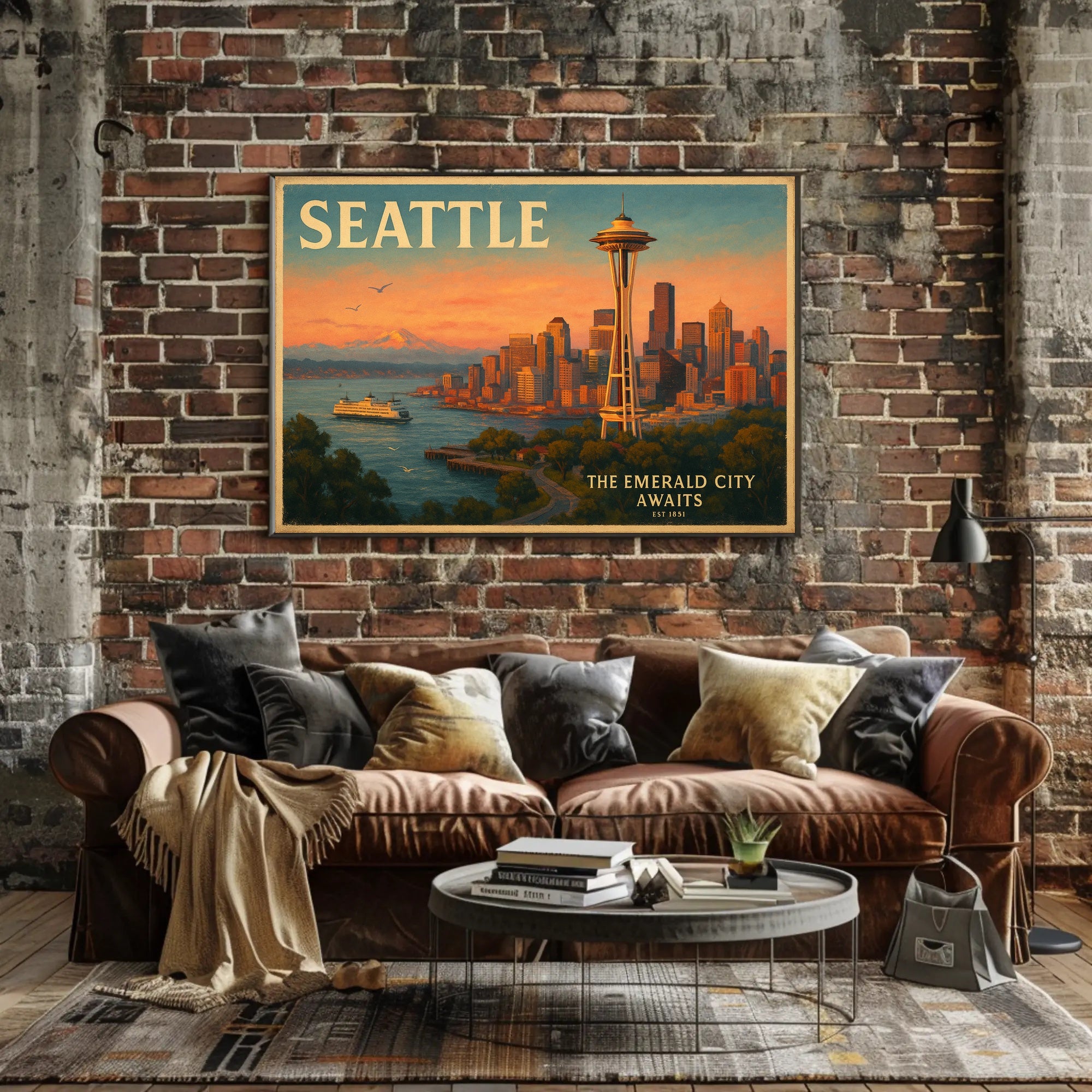 Seattle Travel Poster Art Print for Home Decor