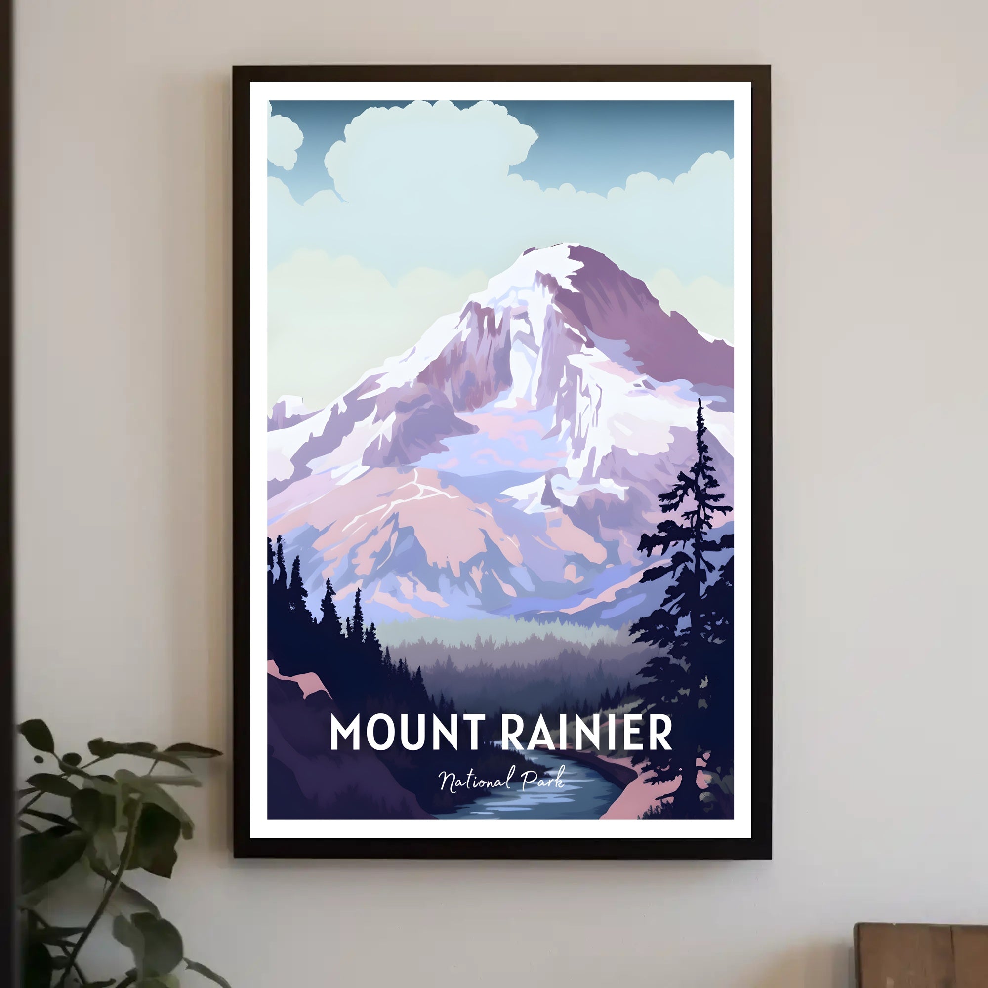 Mount Rainier Poster Vintage Travel Wall Art Print