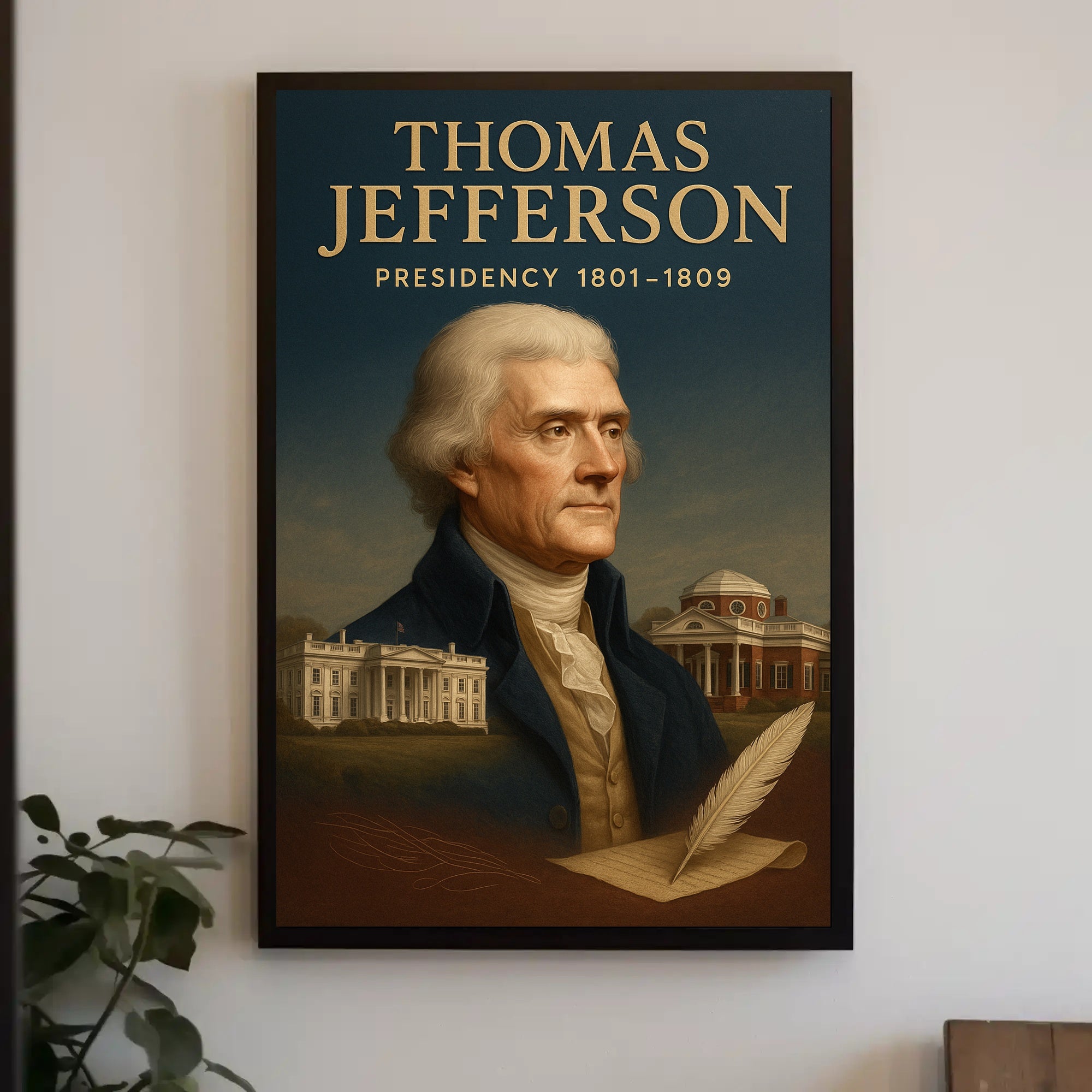 Thomas Jefferson Vintage Presidential Art Print - Historical Poster