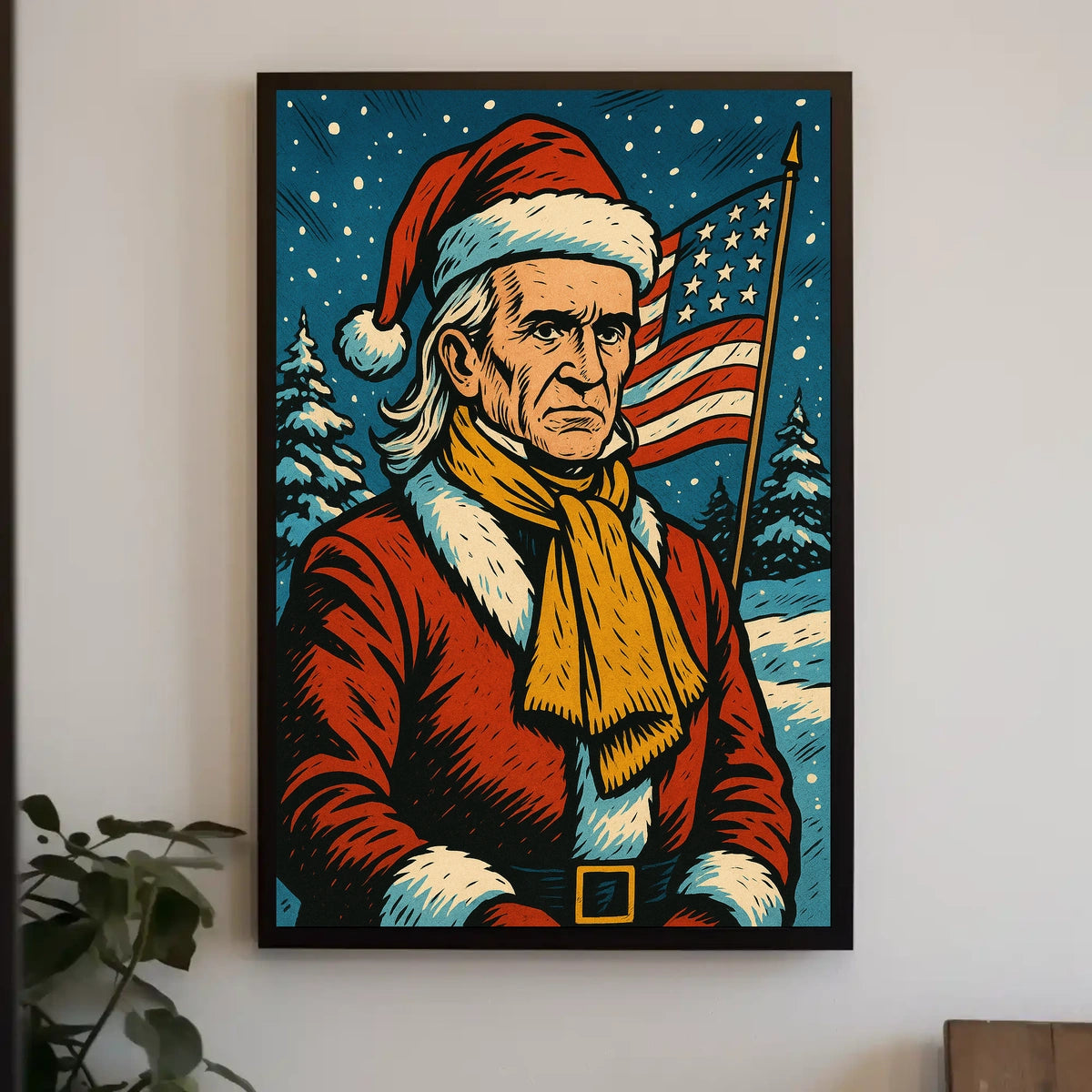 Santa Claus In Patriotic Winter Poster