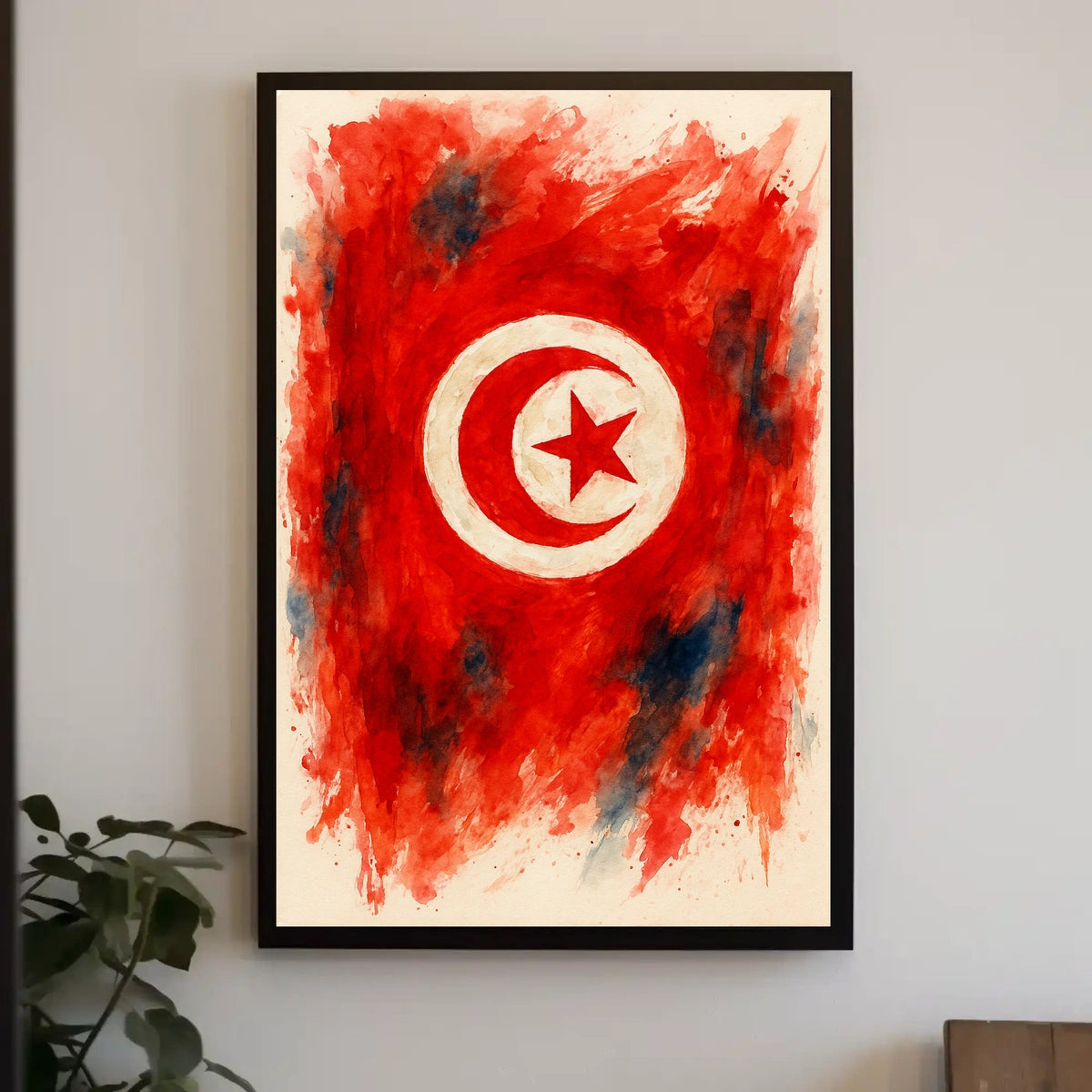 Radiant Abstract Tunisian Flag Interpretation Evoking Wanderlust Home Decor Art Poster