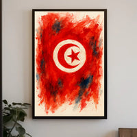 Radiant Abstract Tunisian Flag Interpretation Evoking Wanderlust Home Decor Art Poster