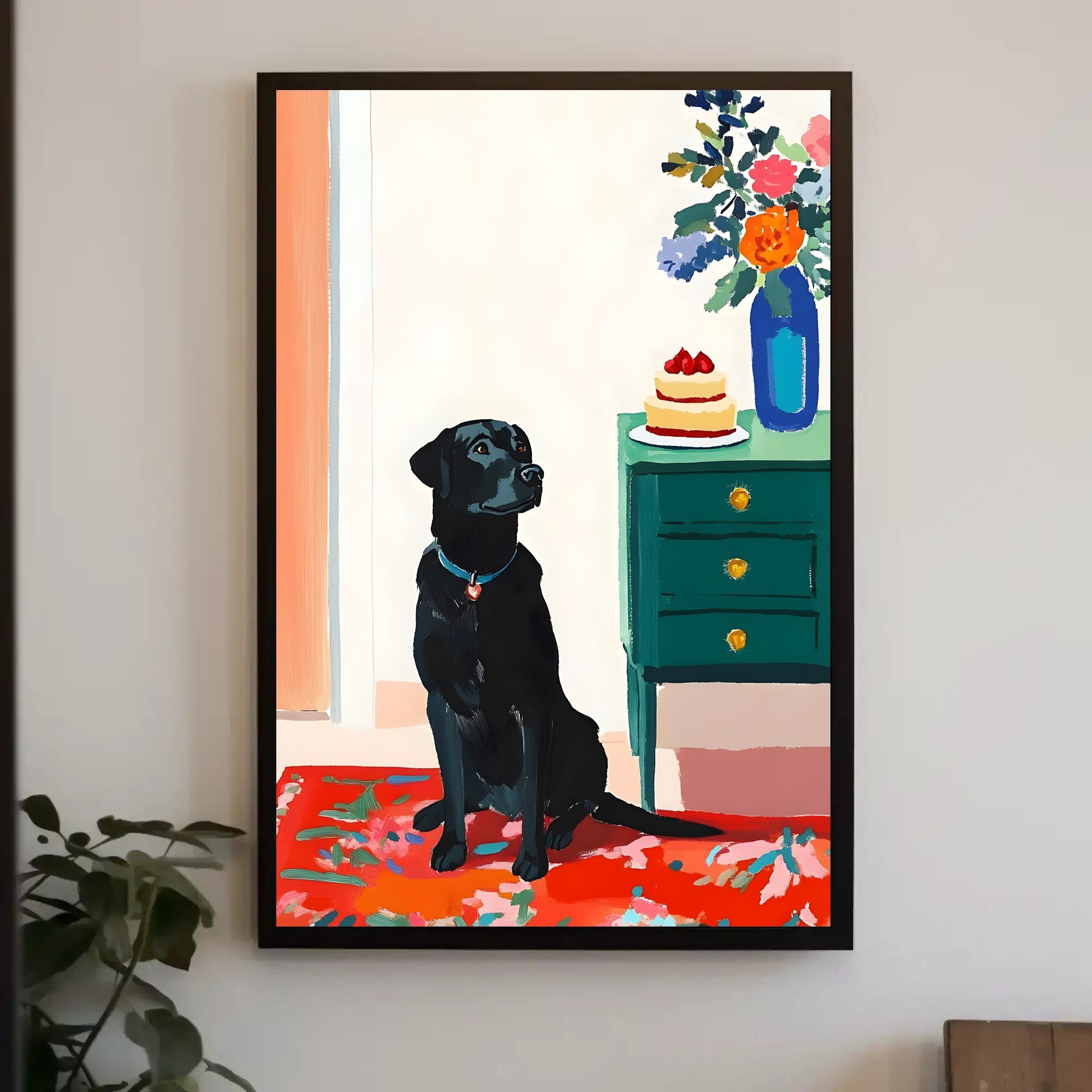 Black Labrador Poster Modern Cake Art Print