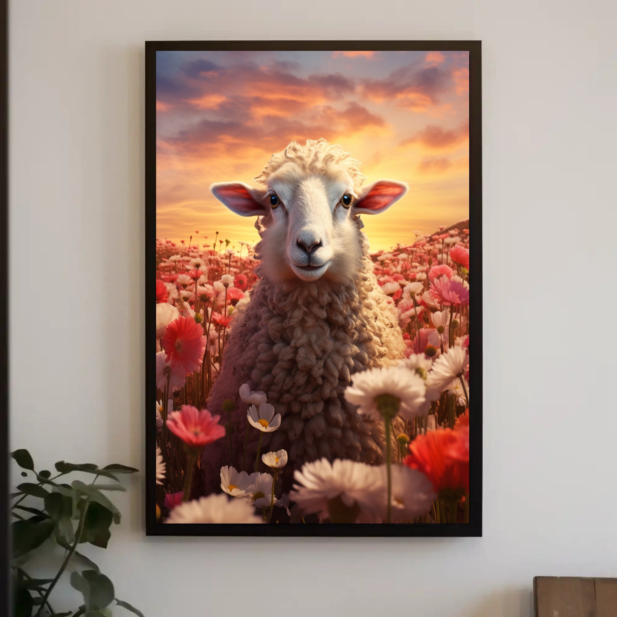 Serene Sheep At Sunset Poster PosterGoat