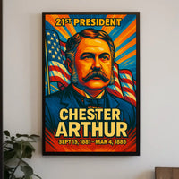Chester A. Arthur 21st President of the United States Colorful Comic Book Style Poster