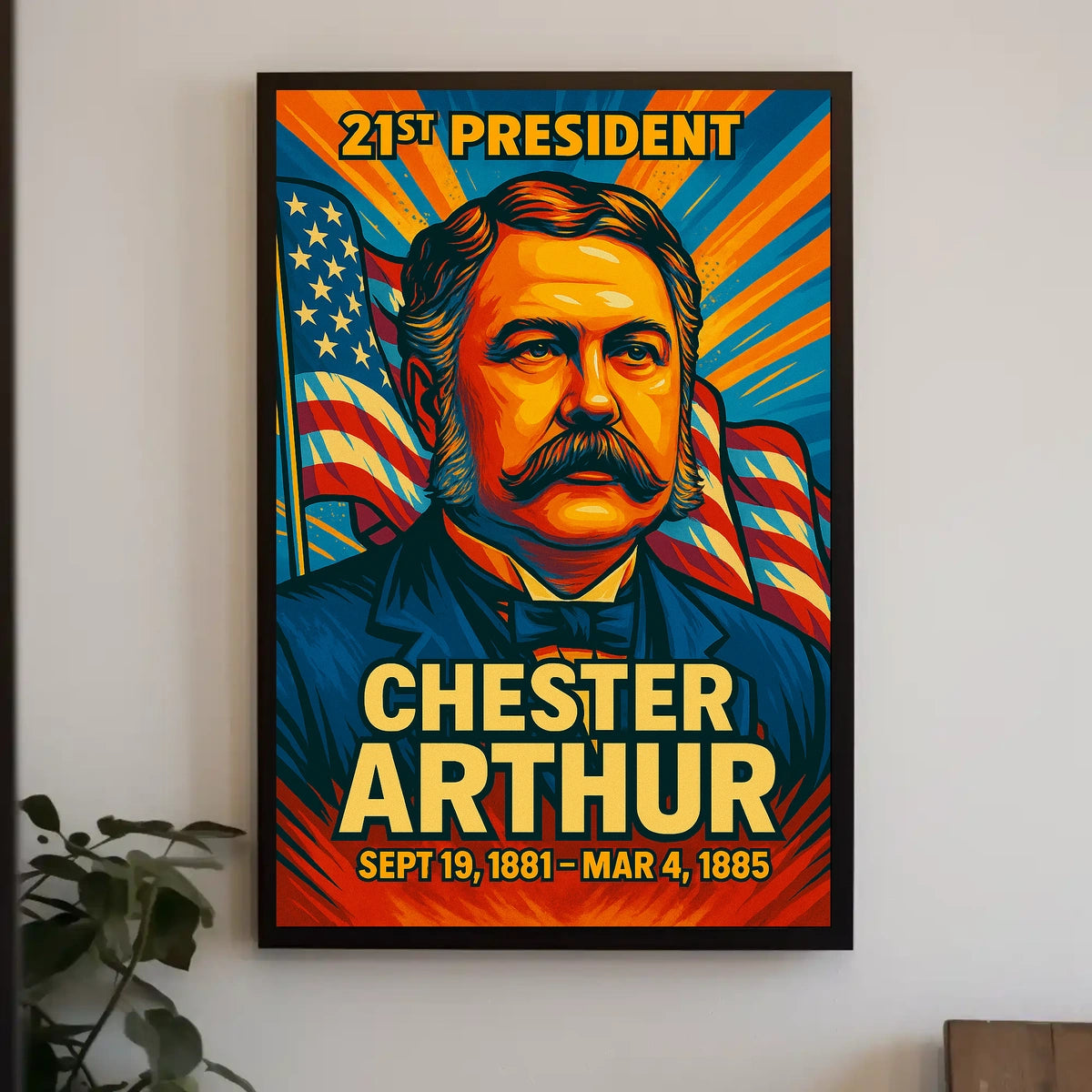 Chester A. Arthur 21st President of the United States Colorful Comic Book Style Poster