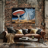 Surreal Landscape with Skeletal Wanderer Fantasy Poster