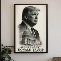 Donald Trump Resolute Visionary Above the Capitol Poster