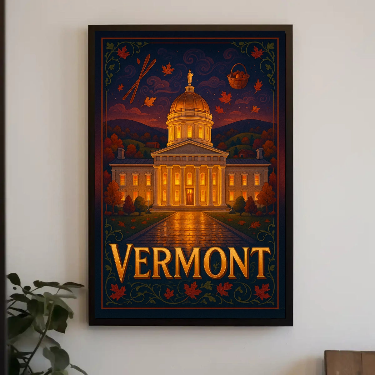 Vermont State Capitol At Dusk Poster
