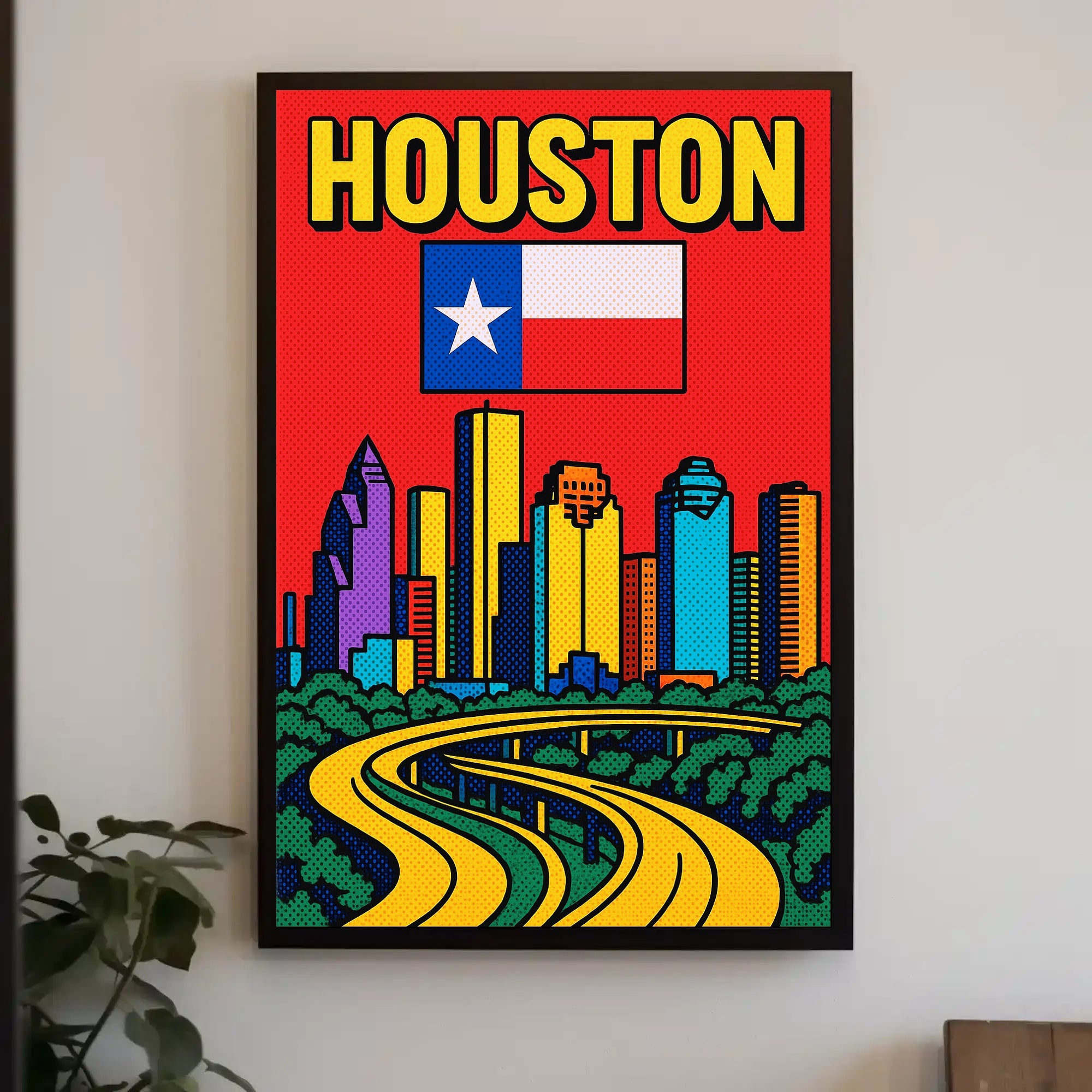 Houston Skyline Pop Art Poster PosterGoat