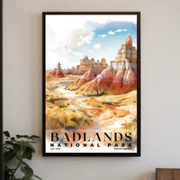 Badlands Watercolor Wall Art Poster