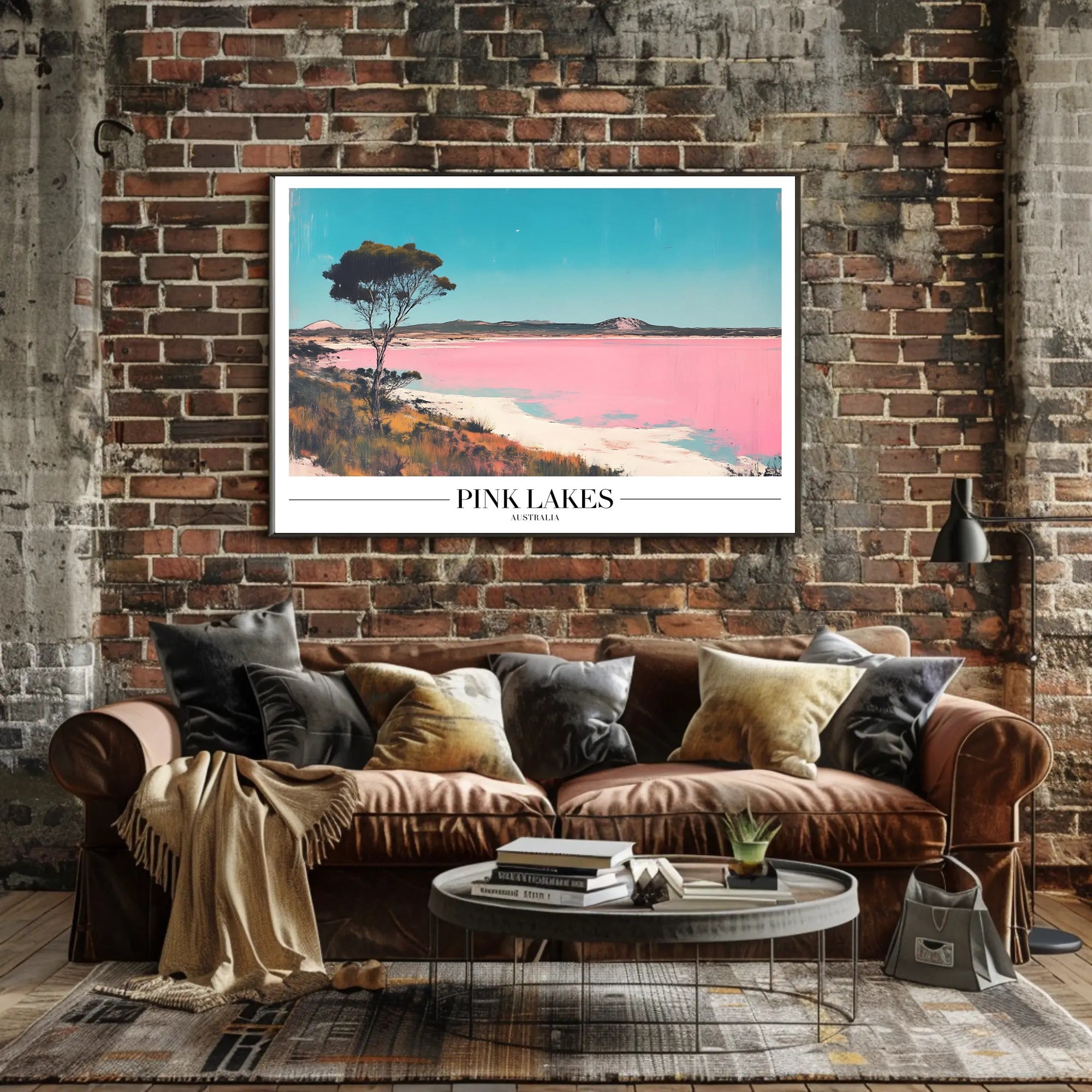 Serene Pink Lakes at Dusk Travel Poster