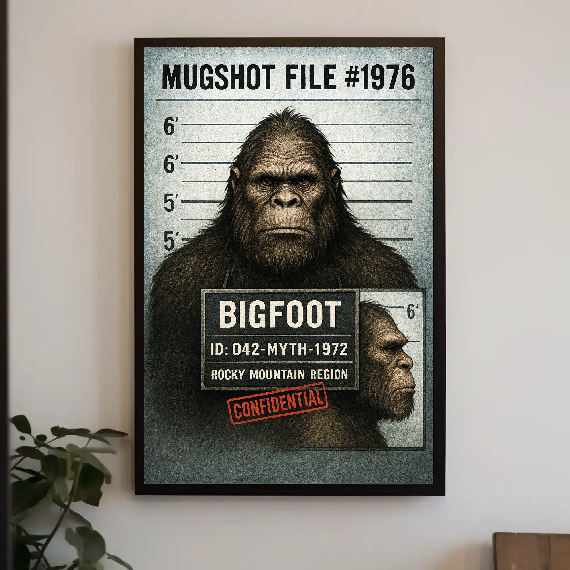 Bigfoot Mugshot Mythical Sighting Poster PosterGoat
